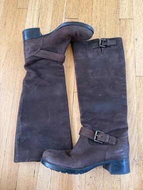 Prada Brown Suede Boots with Buckle